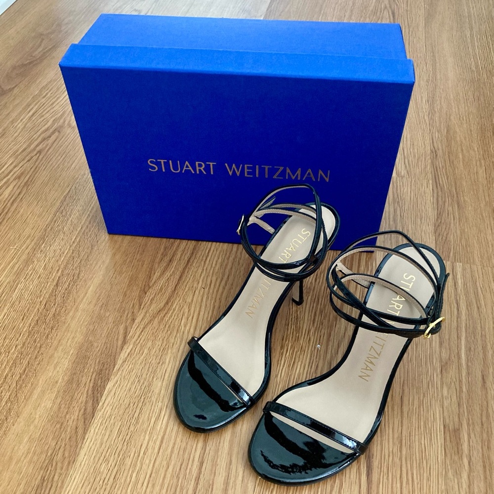 💕*NIB* Stuart Weitzman Merinda Black High Heel Sandal Women’s Size 6 💕 - Picture 2 of 11